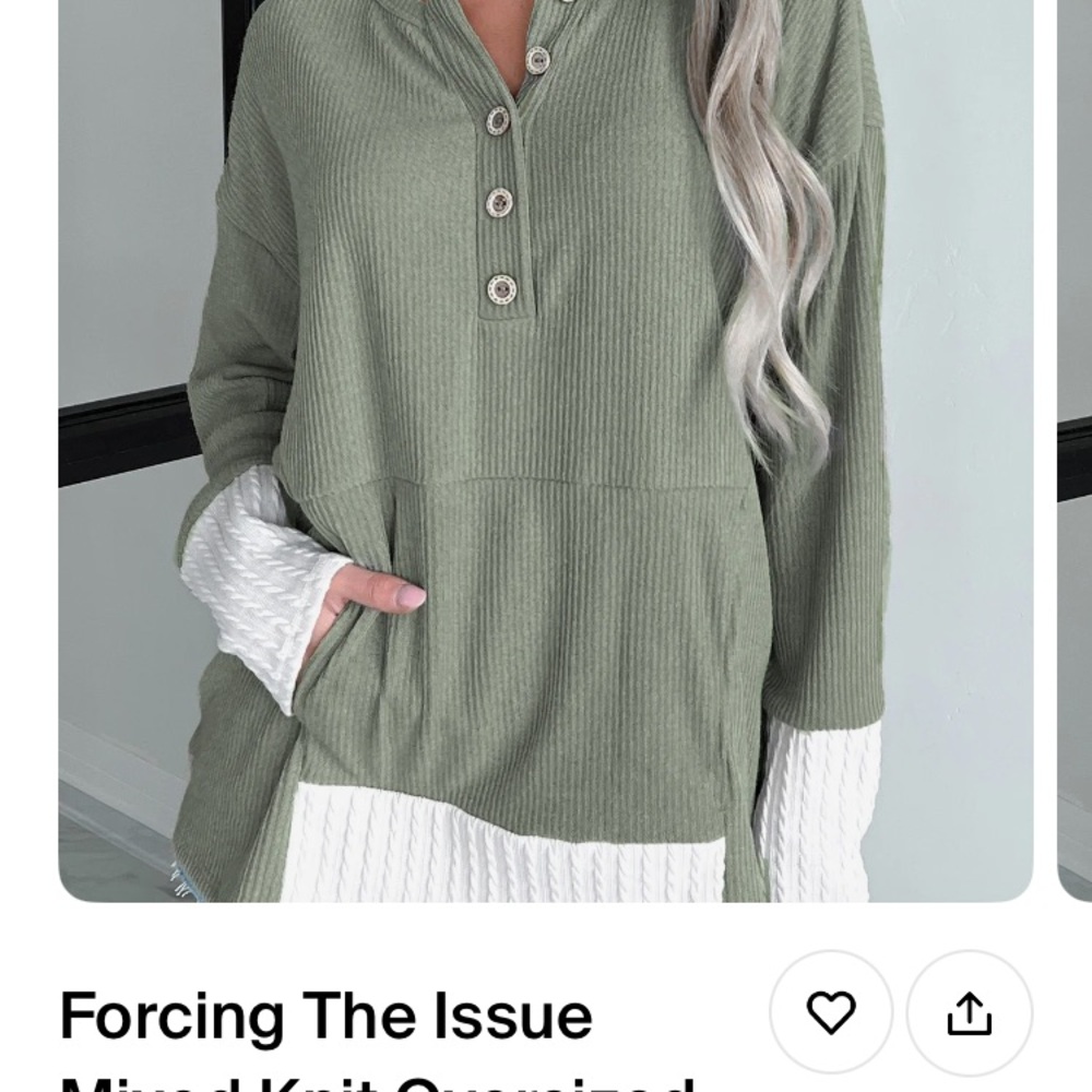 NanaMacs Green and White Oversized Polo Sweatshirt